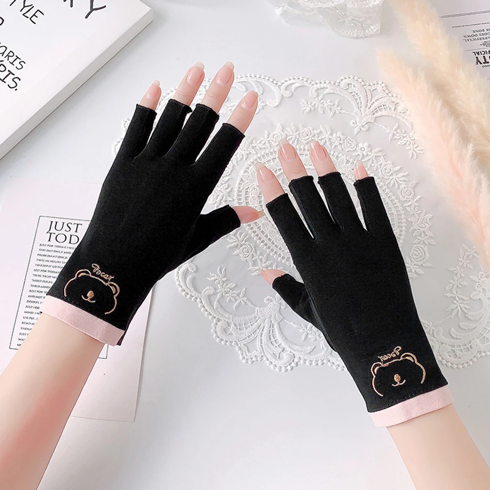 

2Pcs/Pairs Pink/Grey Anti UV Nail Gloves V Protection Stretchy Breathable Fingerless Glove Nail Art Tools Nail Art Lamp Gloves