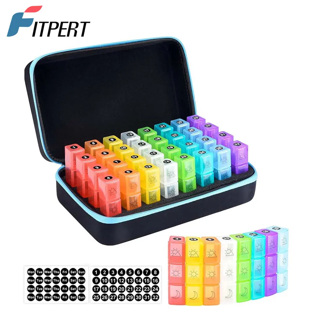 

Органайзер для ежемесячных таблеток, 3 раза в день, органайзер для таблеток на 30 дней с дорожным футляром, органайзер для ежемесячных лекарств для витаминов