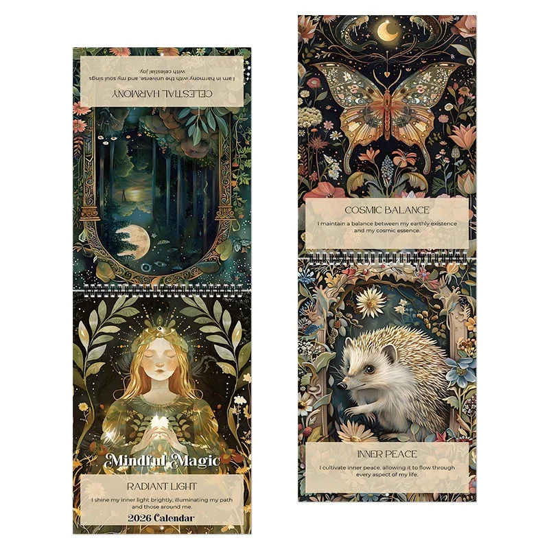 Dark Wind Mindful Magic 2026 Desktop Calendar Decorative Wall Calendar - Yearly Planner