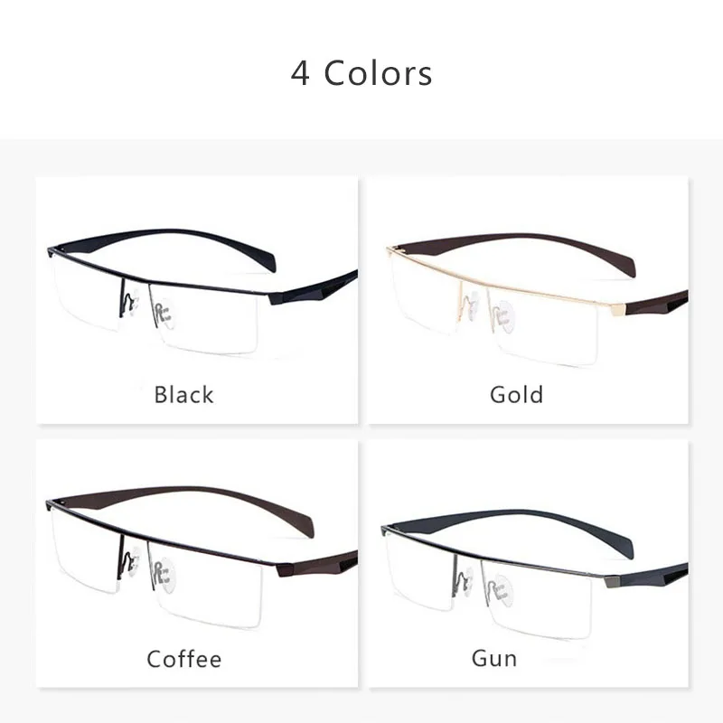 HDCRAFTER 150mm Titanium Alloy Men Wide Face Glasses Frame TR90 Myopia Prescription Eyeglasses Half Rim Optical Business Frame