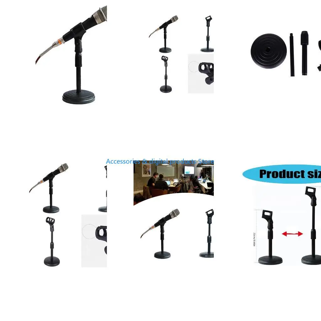 77JD Tabletop Microphone Stand Flexible Adjustment Mic Holder for Content Creators