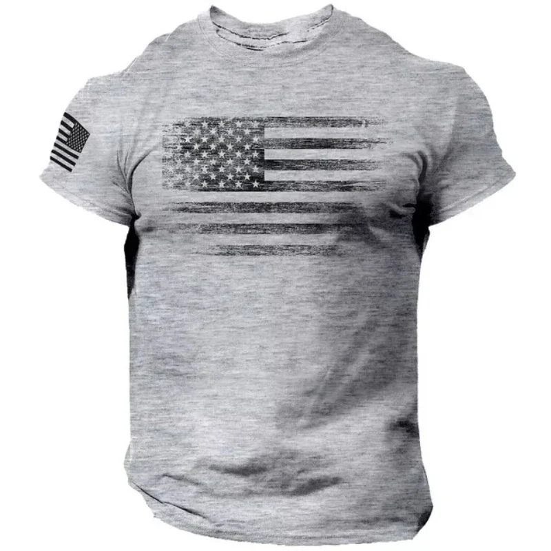 Męska koszulka na siłownię z nadrukiem 3d Flaga USA T Shirt Oversized Casual Letnia odzież sportowa z krótkim rękawem Odzież męska