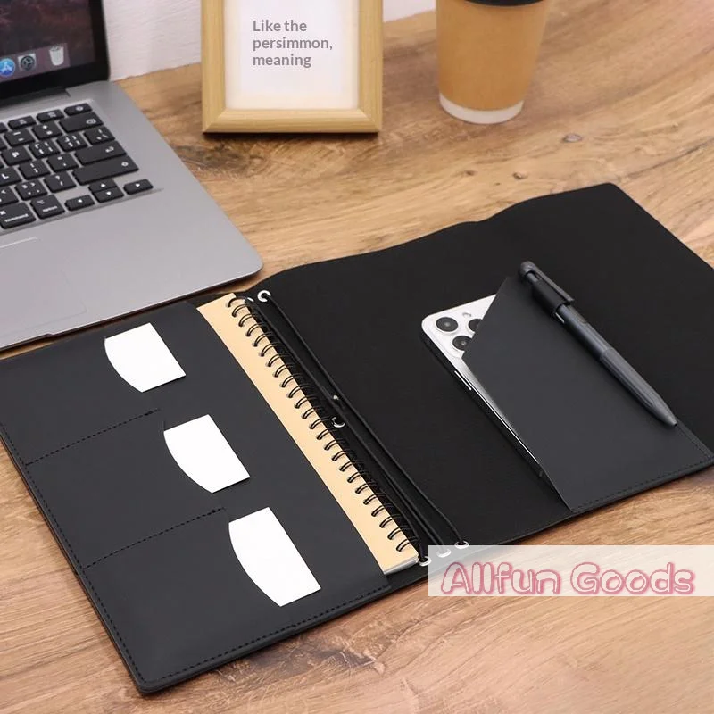 Refillable Notebook Organizer Compact Crazy Horse Leather Binder Vintage Journal Cover Vintage Loose Leaf Notebook For Hobby