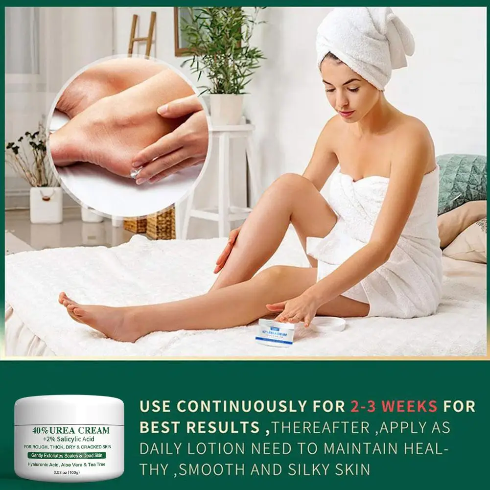 100G 우레아 핸드 앤 풋 크림 피부를 부드럽게 하고 촉촉하게 해줍니다 건조함을 완화합니다 균열을 복구합니다 각질을 제거합니다 모이스처라이즈