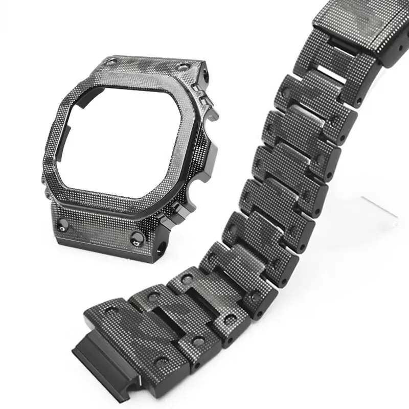 Replacement Camouflage Stainless steel strap bezel Protective case for DW-5600E DW-5600BB DW-5600SK/5600MS GW-B5600 5000