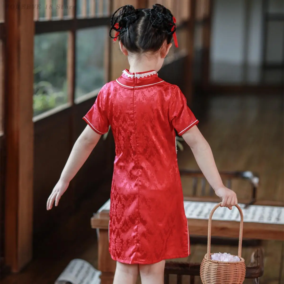 Children's Tang Cheongsam Summer Girls Printed New Chinese Style Qipao Cute Sweet Traditional Chinese Dress Retro Improved Hanfu