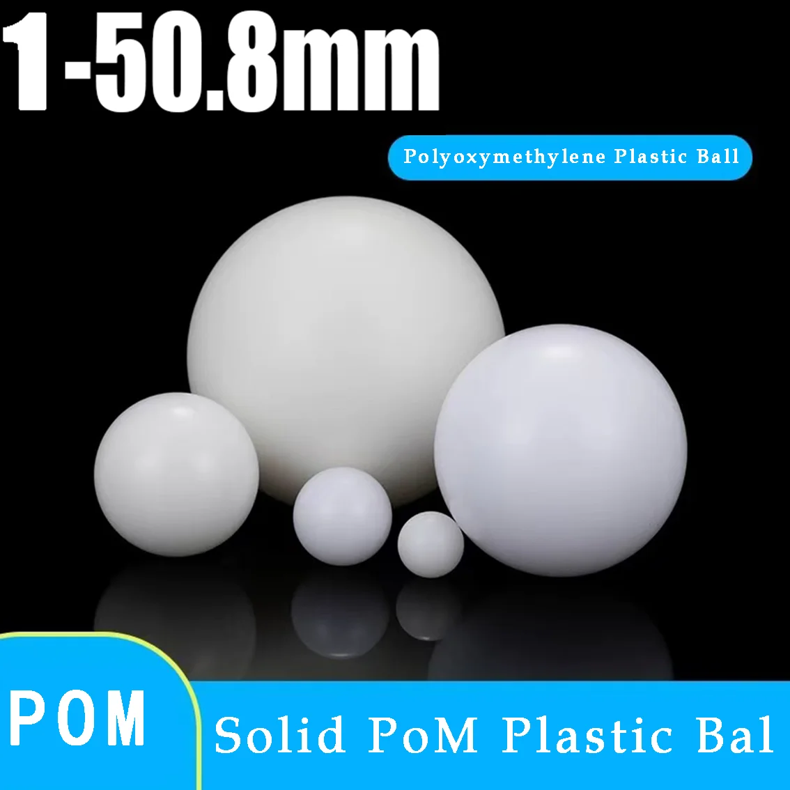 1/1.2/1.5/1.588/2/2.381/2.5/2.778/3/3.5/4/4.5/4.763/5mm-50.8mm POM Ball Ultra Precision Grinding Solid Ball Hard Plastic Ball