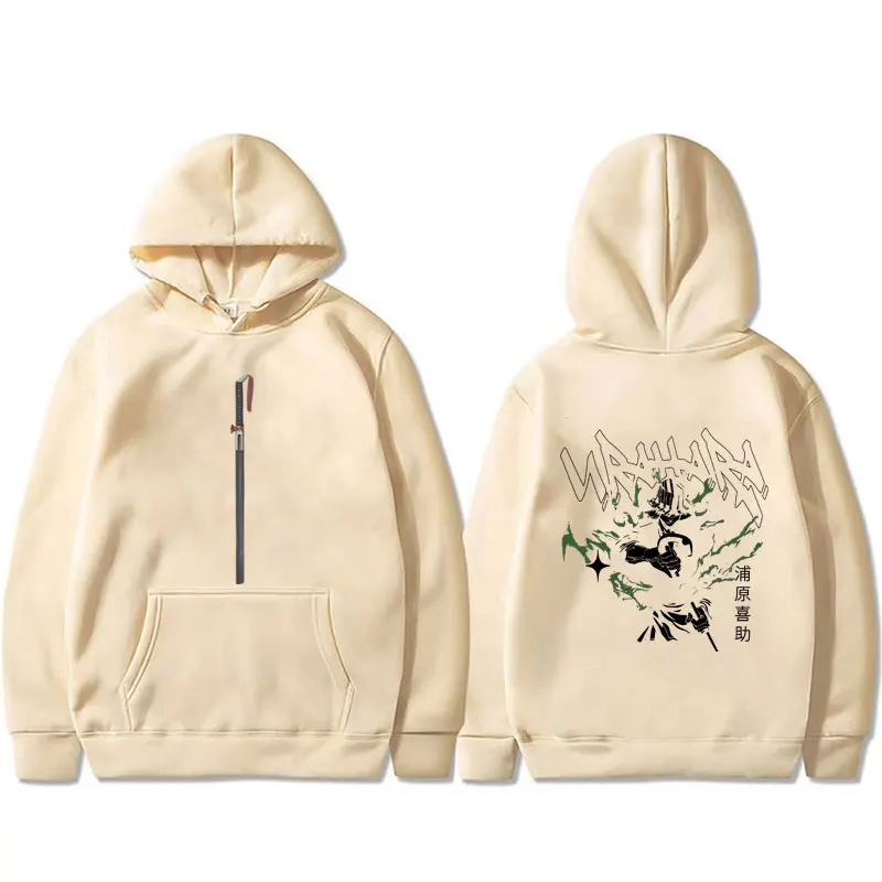 أنيمي بليتش Urahara Kisuke الجرافيك هوديي الرجال النساء خمر كنزة بمقاس كبير هوديس الذكور موضة عادية بلوزة من الصوف #4