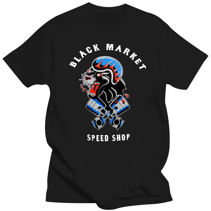 Men's Speed Shop by Ian McNiel Black Market Panther Tattoo Art T Shirt-1