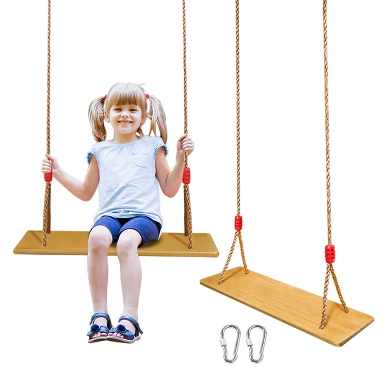 Wood Tree Swing Seat Indoor Outdoor Rope Wooden Swing Set for Children Adult Kids Wooden Swing Seat