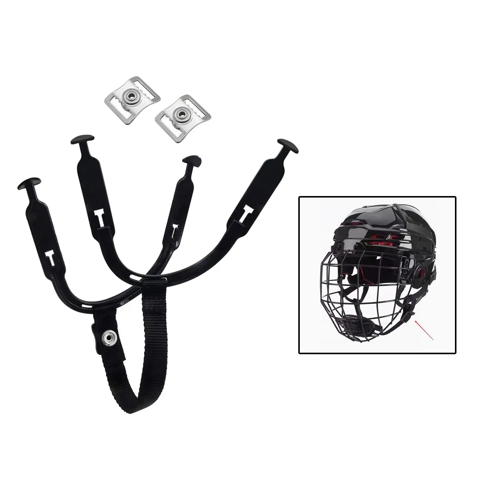 Hockey Helmet Chin Strap Supplies with Single Snaps Clips Chinstrap Sling