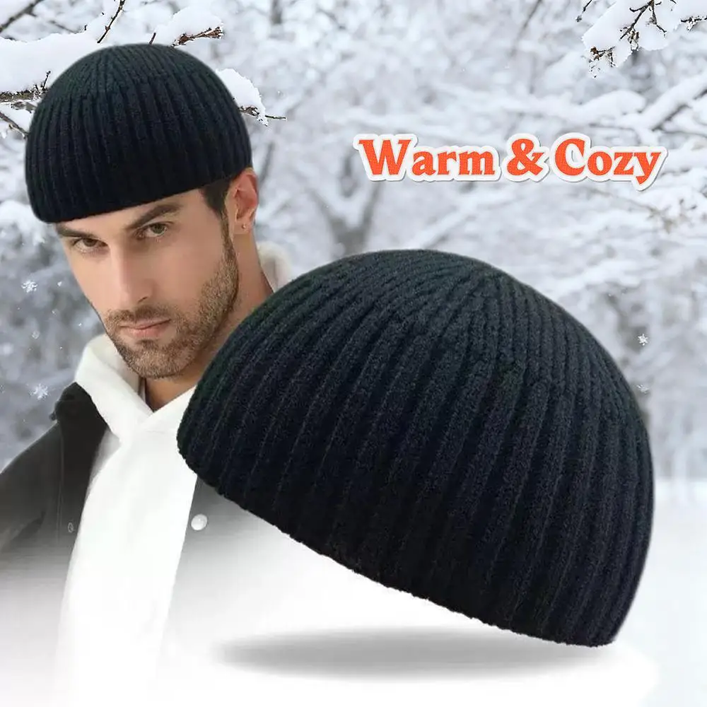 

Solid Color Retro Hip Hop Street Dome Melon Cap Unisex Autumn Winter Knit Landlord Hat Outdoor Sports Warm Windproof Docker Caps