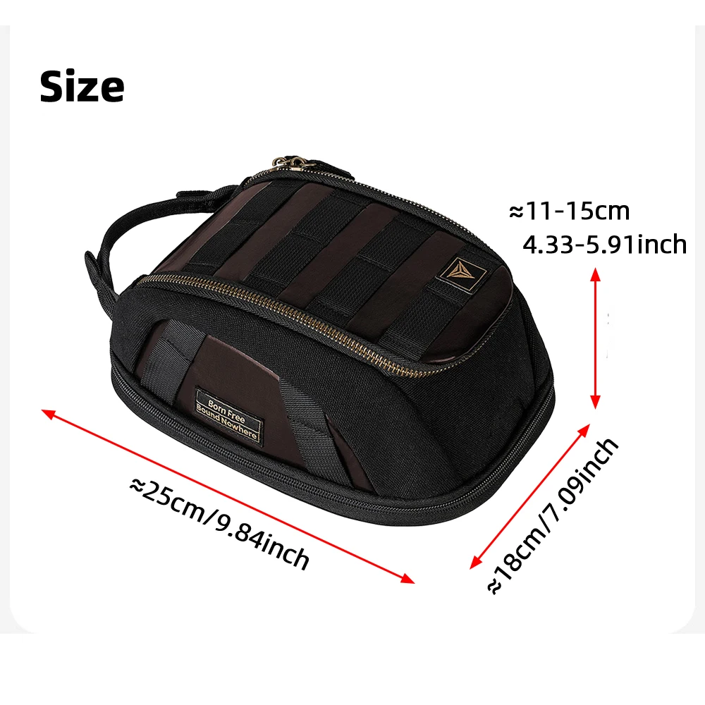 Magnetic Motorcycle Tank Bag Expandable Waterproof Retro Leather Motorbike Fuel Tank Pack Universal Moto Touring Accessories - Detail 1