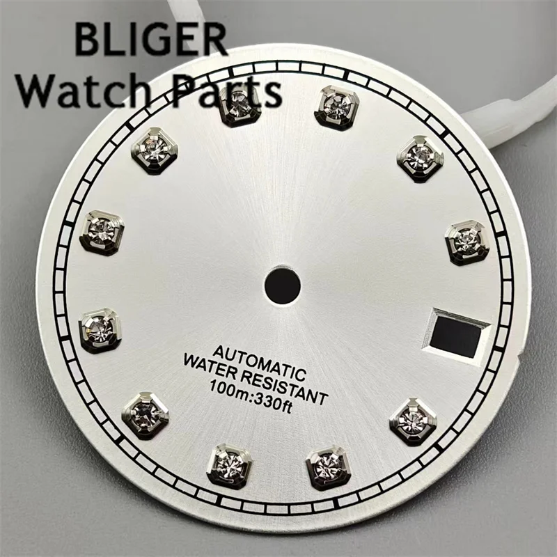 BLIGER 29 mm wijzerplaat zwart blauw hemelsblauw roze goud groene wijzerplaat met diamant index datum fit NH35 beweging gemodificeerde vervanging