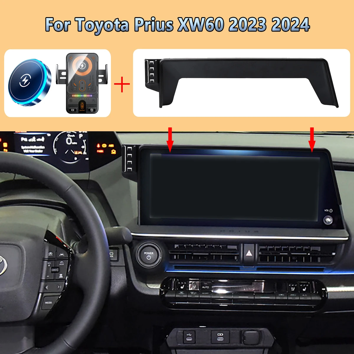 

Car Phone Screen Holder For Toyota Prius XW60 2023 2024 Magnetic 15W Wireless Charging Car phone For Magsafe Mount Accessories
