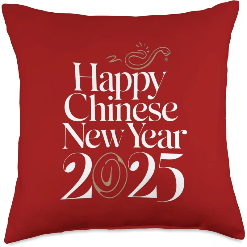 Happy Chinese New Year 2025 Snake Year Pillow Cover Decoration 18inx18in