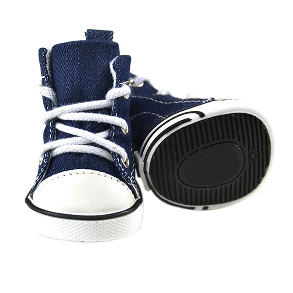 4PCS/Set Puppy Pet Dogs Boots Anti-slip Walk Bootie Sport Shoes Denim Causal Sneaker Dog Shoes Free ship