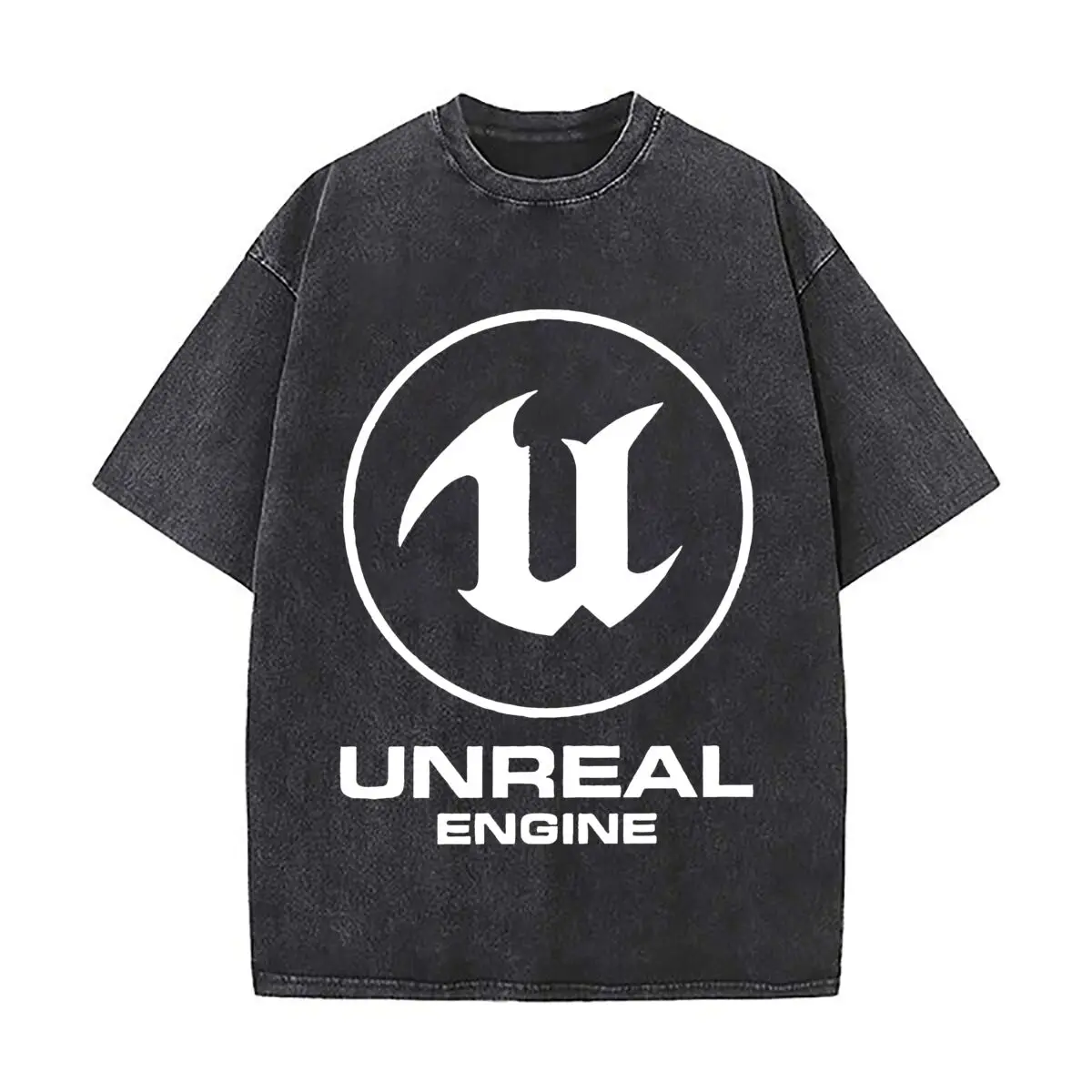 Unreal Engine Gaming Art Sports Casual Distressed Washed Short Sleeve Breathable Cotton Top