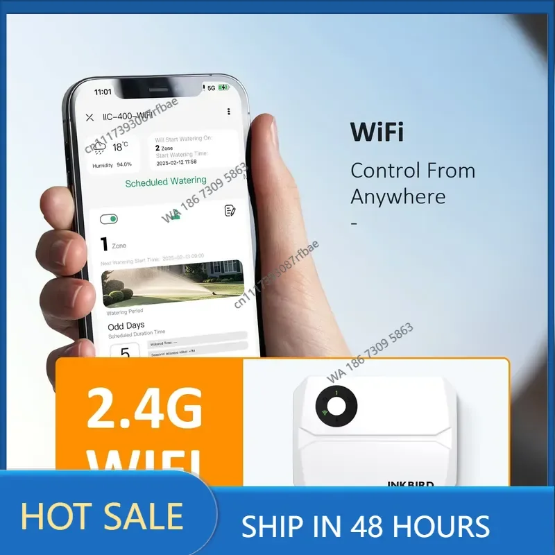 IIC-400-WIFI 4 Zone Sprinkler Controller Smart Irrigation System WiFi APP Control Rain Delay Seasonal Adjustment