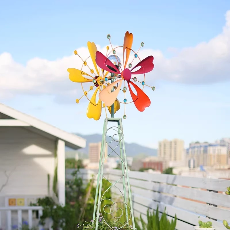 Flower stand, windmill balcony courtyard floor-to-ceiling, multi-layer wrought iron stairs, plant placement shelf