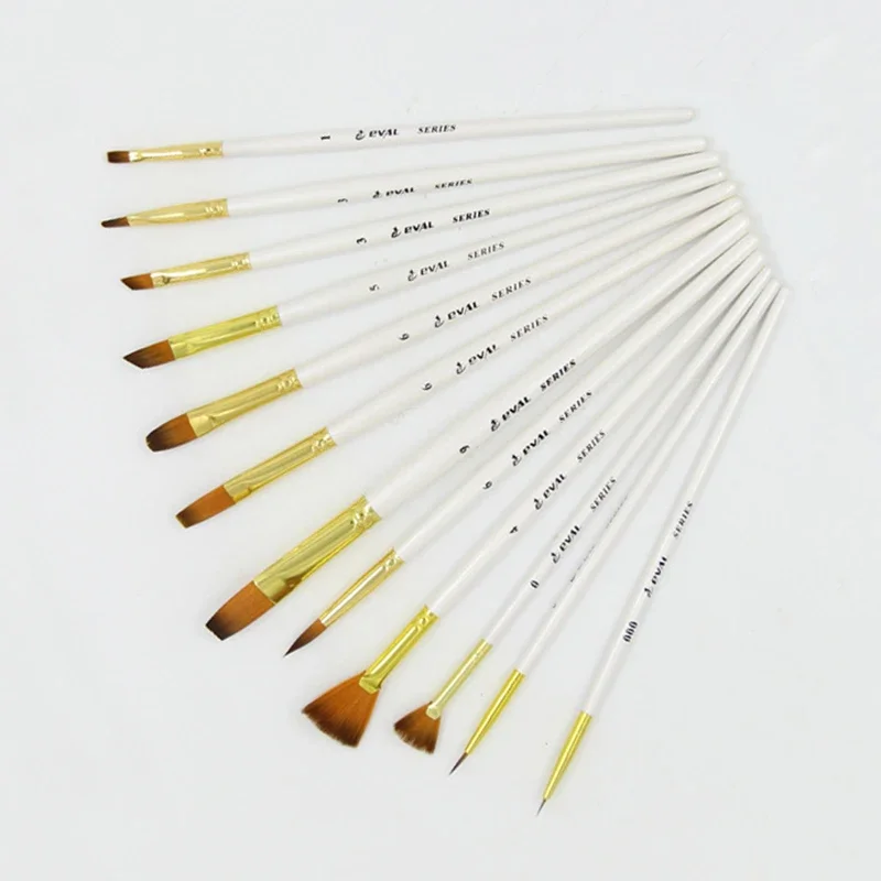 12pcs Different Size two color paint brush set nylon Hair Oxford cloth give send a palette water color brush gouache paintbrush