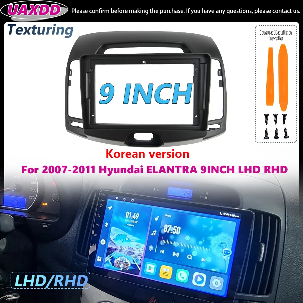 Für 2007-2011 Hyundai Elantra 9 Zoll LHD RHD Koreanische Version Texturiertes 2-Din Auto-Interieur-Stereo-Radio Android-Rahmen Kabel Video