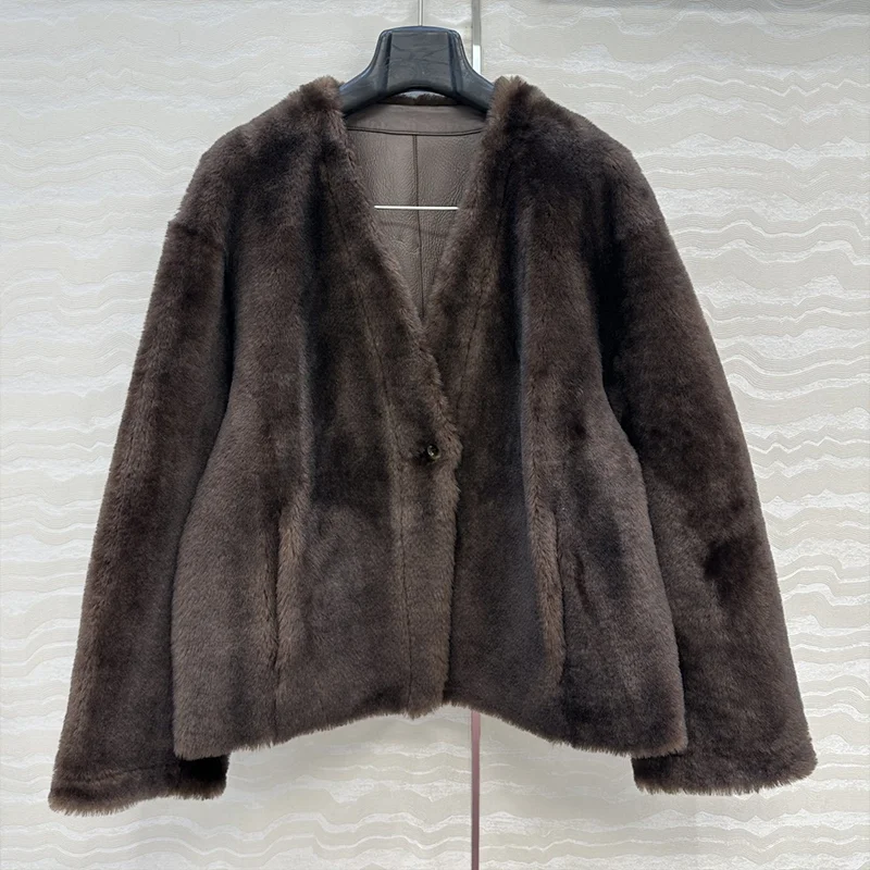معطف قطعة واحدة مبطن بالفرو عالي الجودة للسيدات ملابس خارجية شتوية جديدة مع حشوة سميكة للطبقات 251107149 #3