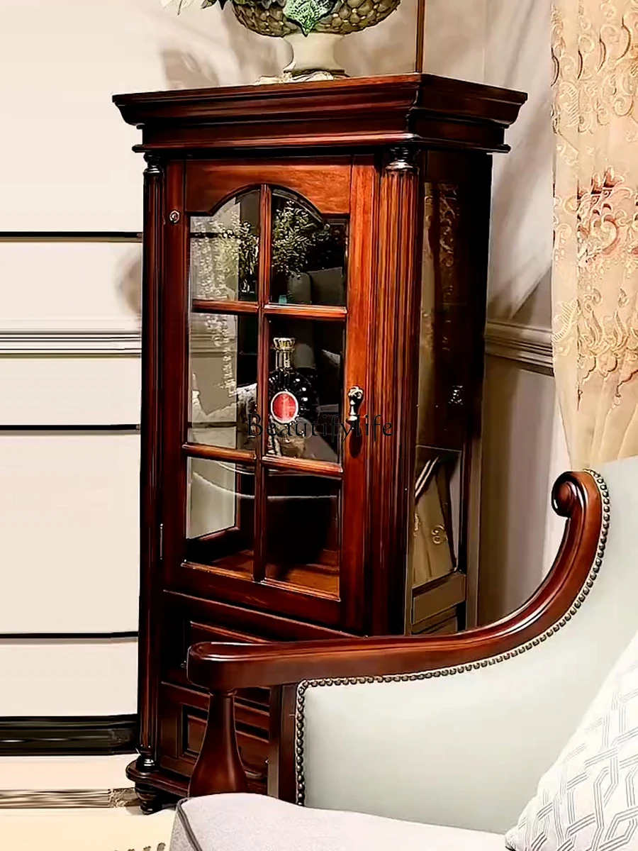 Mobile da tè TV da soggiorno semplice con porta singola piccola da parete in legno massello in stile europeo