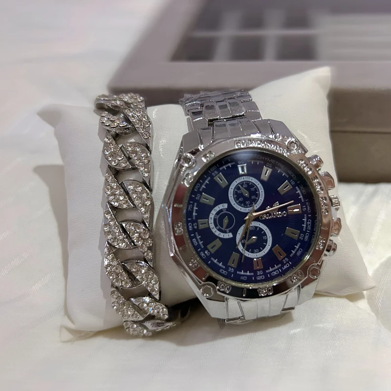 Men's large dial steel strap watch, classical watch, men's quartz watch