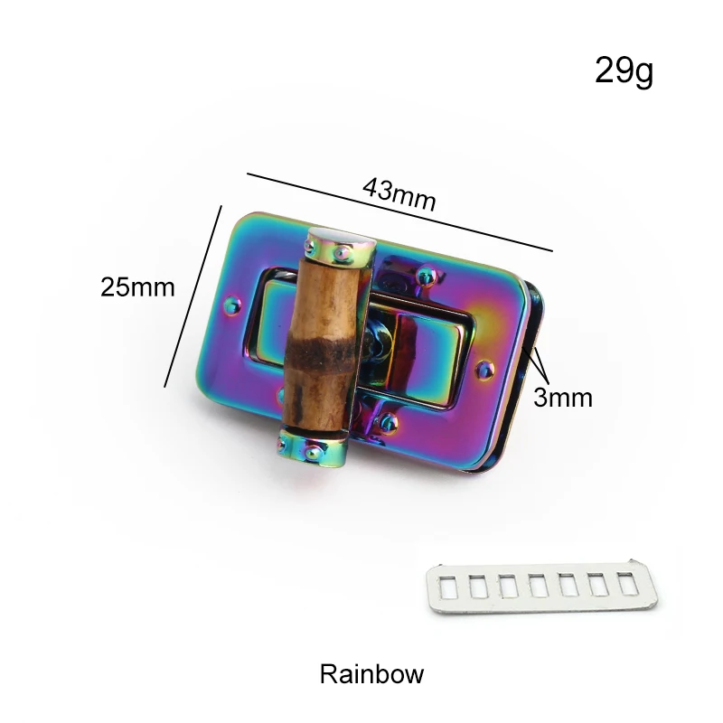 

2Sets Rainbow 43x25MM Metal Bags Locks For Women DIY Handbag Shoulder Bags Purse Buckle Bamboo Twist Lock Hardware Accessories