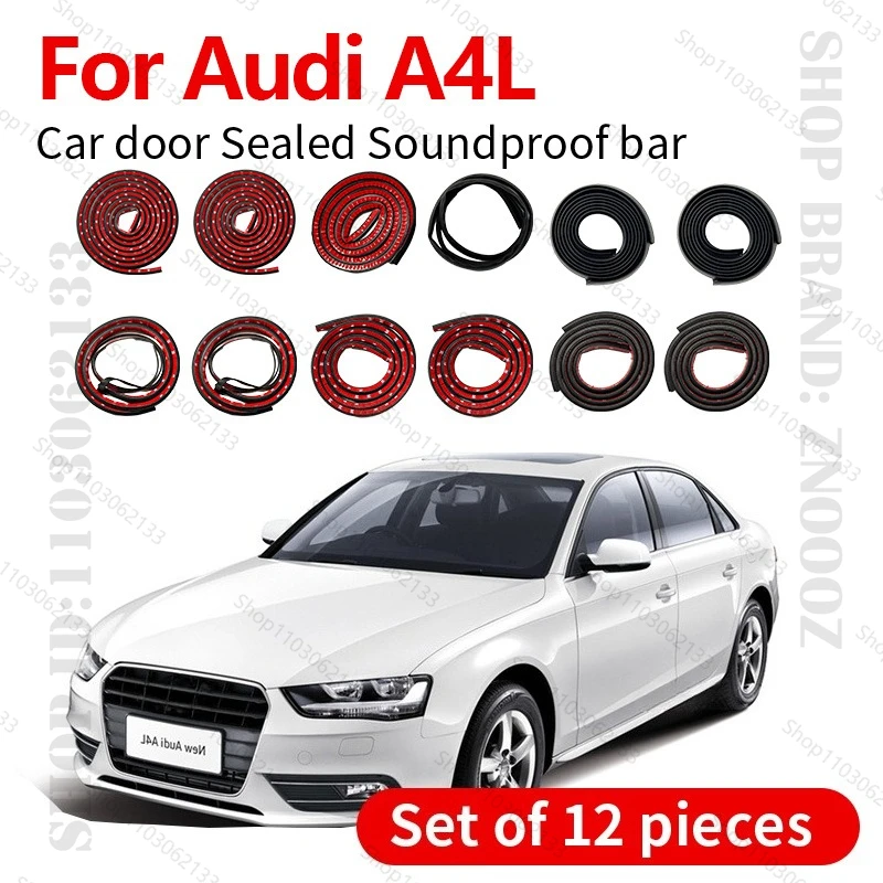 

1994-2025 For Audi A4L Car Door Seal Strip Rubber Double Layer Sealing Protector Soundproof Strip Dustproof Seal Strip 12PCS Set