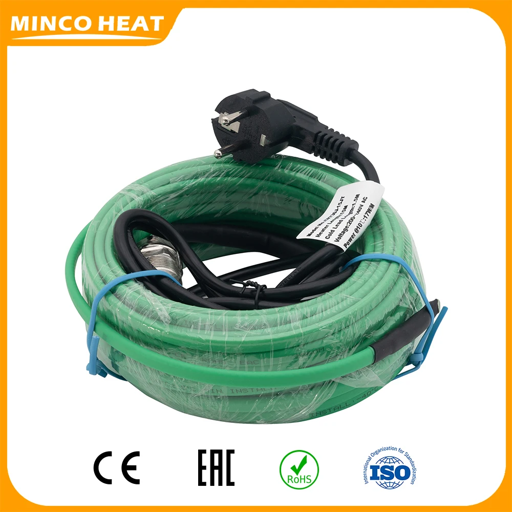 Minco Heat Self Regulating Winter Pipe Anti-Freeze Prtection Heating Cable with EU Plug AC200~240V 17w/m 1 To 10m