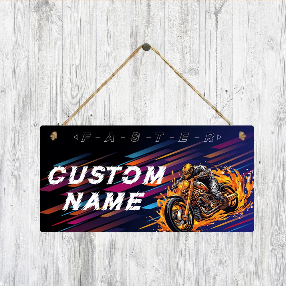 11PC Cool Motorcycle Customized Name Tag Hanging Sign For Bicyle license plate Home Decor Faster Motor Personalized Plate Signs