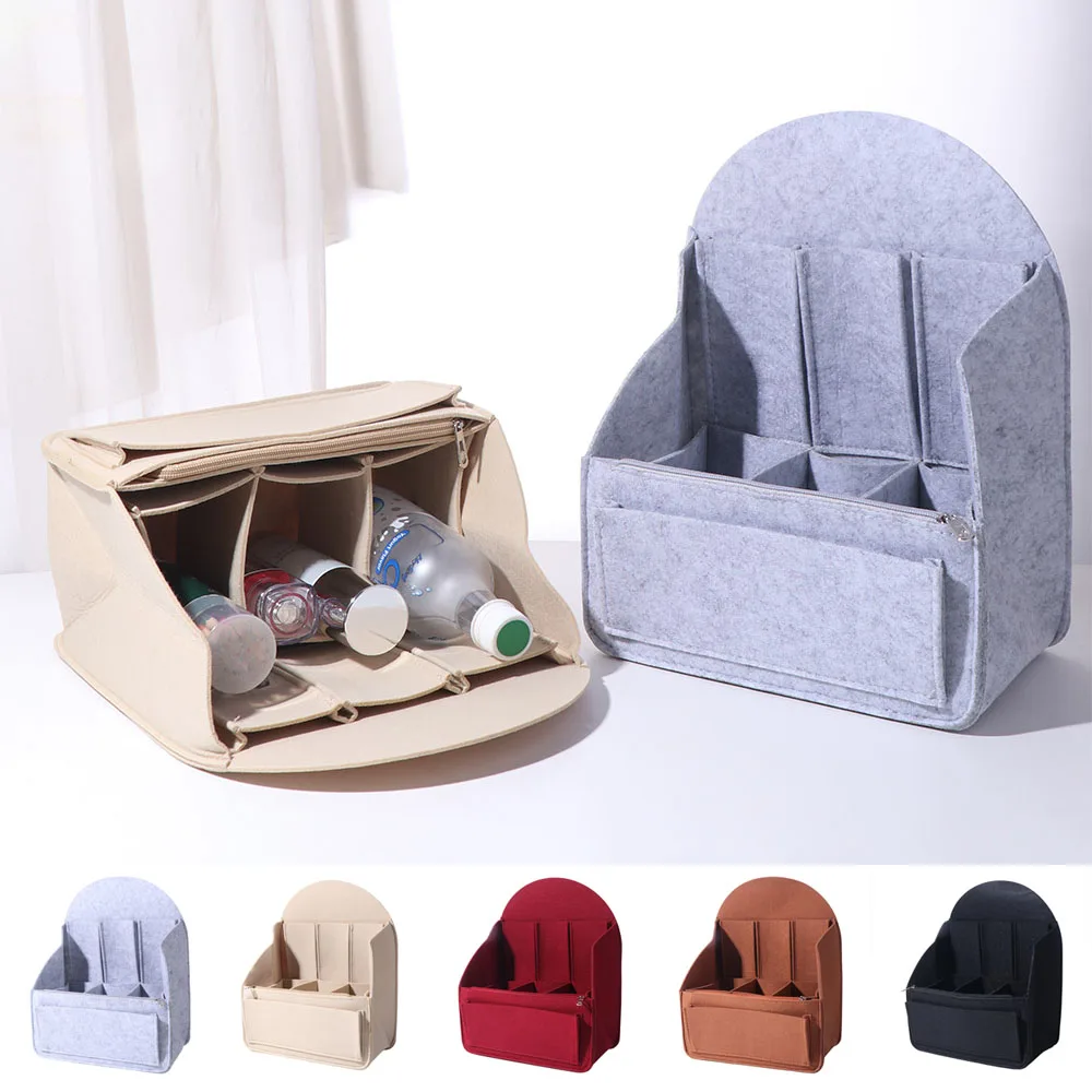 Felt Backpack Organizer Multi-layered Zippered Rucksack Insert Bag Large Capacity Thickened Travel Cosmetic Bag Trip