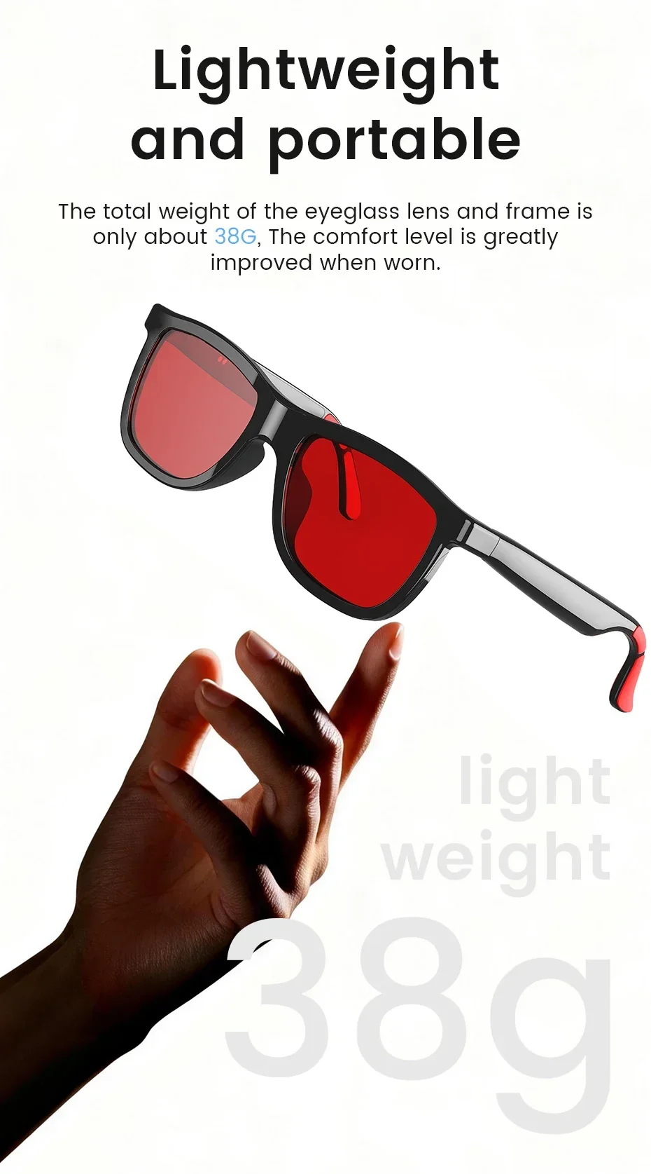 2026 Neue Audio-Smart-Brille mit elektrochromen Gläsern, magnetischer Aufladung, ultraklarem Bild, Bluetooth-Anruffunktion und Musikwiedergabe – Detail 4