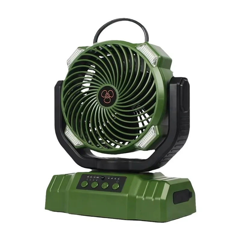 مروحة تخييم محمولة B72A مع ضوء LED يهز الرأس، معلقة بخطاف الهواء للاستخدام في الهواء الطلق