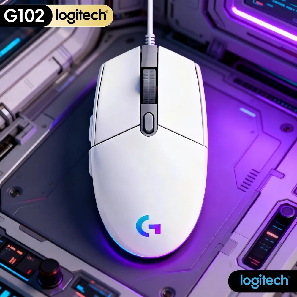 Logitech G102 Wired Gaming Mouse,Naturally Curved Side Panel,Support Finger Placement For Comfortable Long Operation