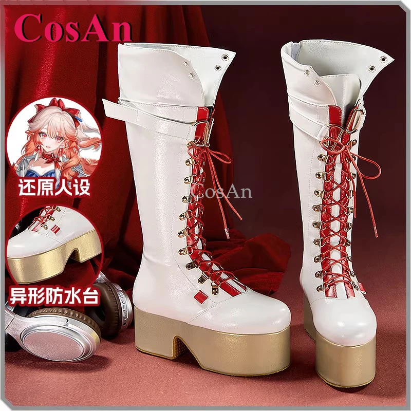 CosAn Game Arknights Haruka Shoes Cosplay Universal Fashion White Boots High Heels Women Party Role Play Parts 36-39 Size New
