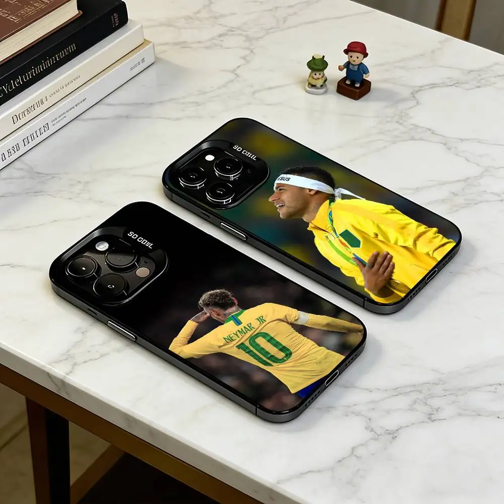 

Football N-Neymar Jr Graphic Phone Case For iPhone 17,16,15,14,13,12,11 Plus,Pro Max,XS,Colored Silver Plated Inside Cover