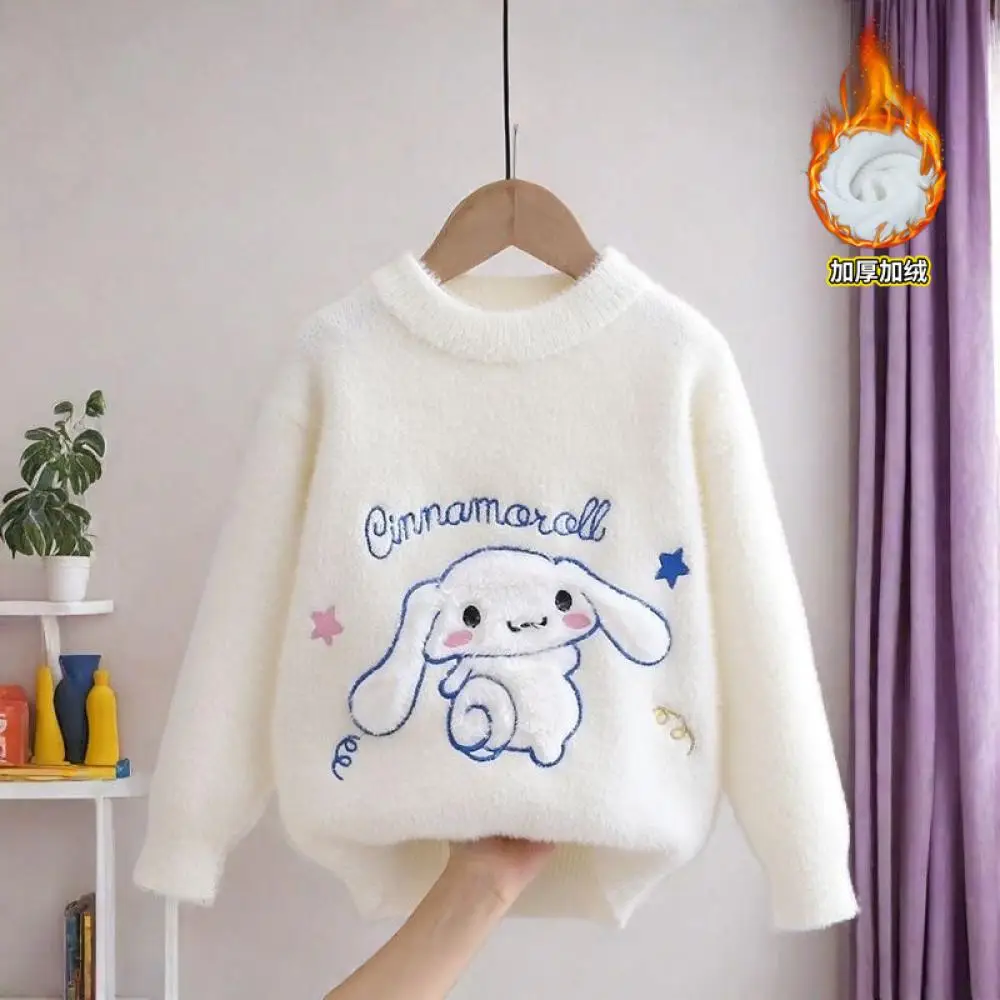 New Girls' Autumn Winter Sweater Mink Velvet Knitted Sweater Cartoon Cinnamoroll Children's Bottoming Shirt Tops Pullover - view 5