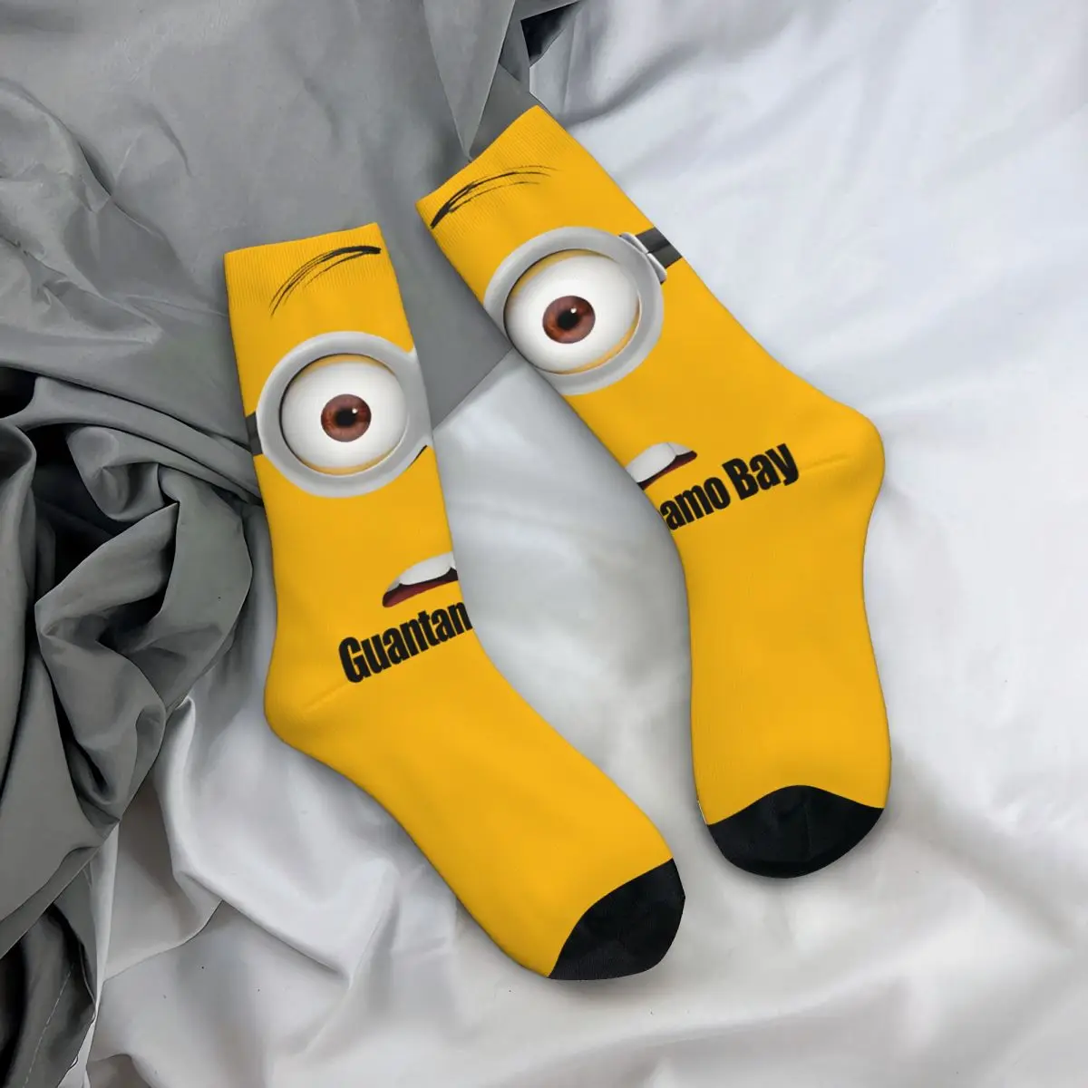 Vintage Guantanamo Bay Minion Despicable Me Men\'s compression Socks Unisex Despicable Me Minions Harajuku Novelty Crew Sock