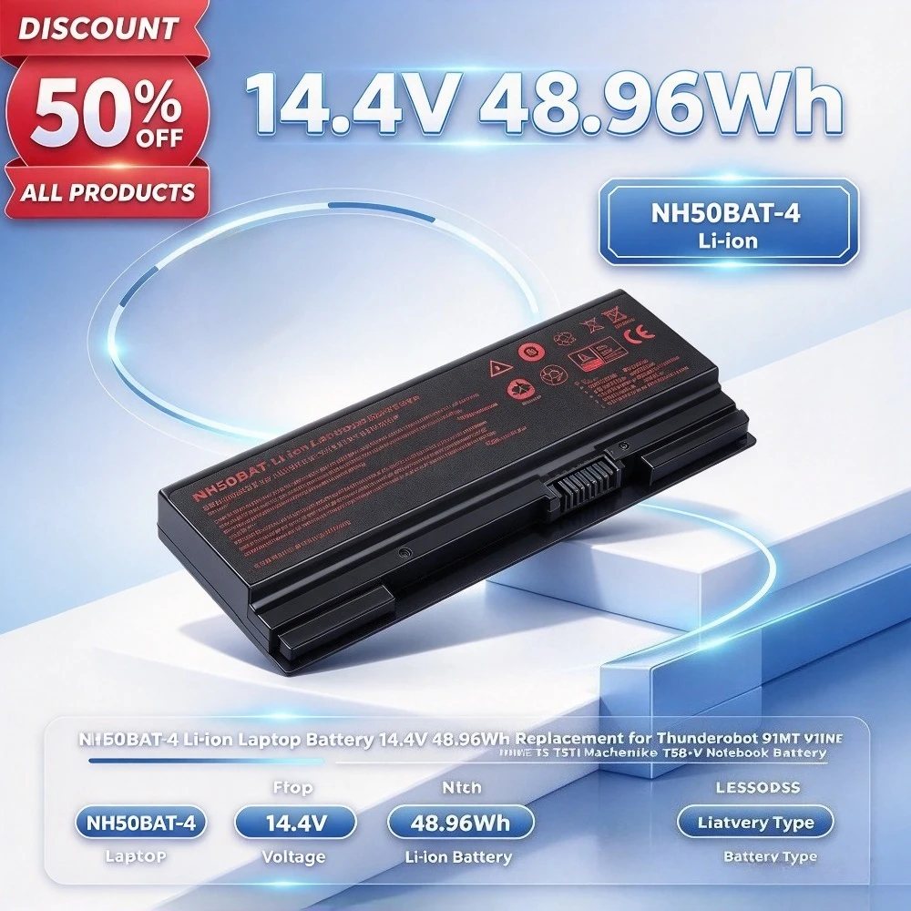NH50BAT-4 Li-ion Laptop Battery 14.4V 48.96Wh Replacement for Thunderobot 911MT 911ME T3 T3Ti Machenike T58-V Notebook Battery.