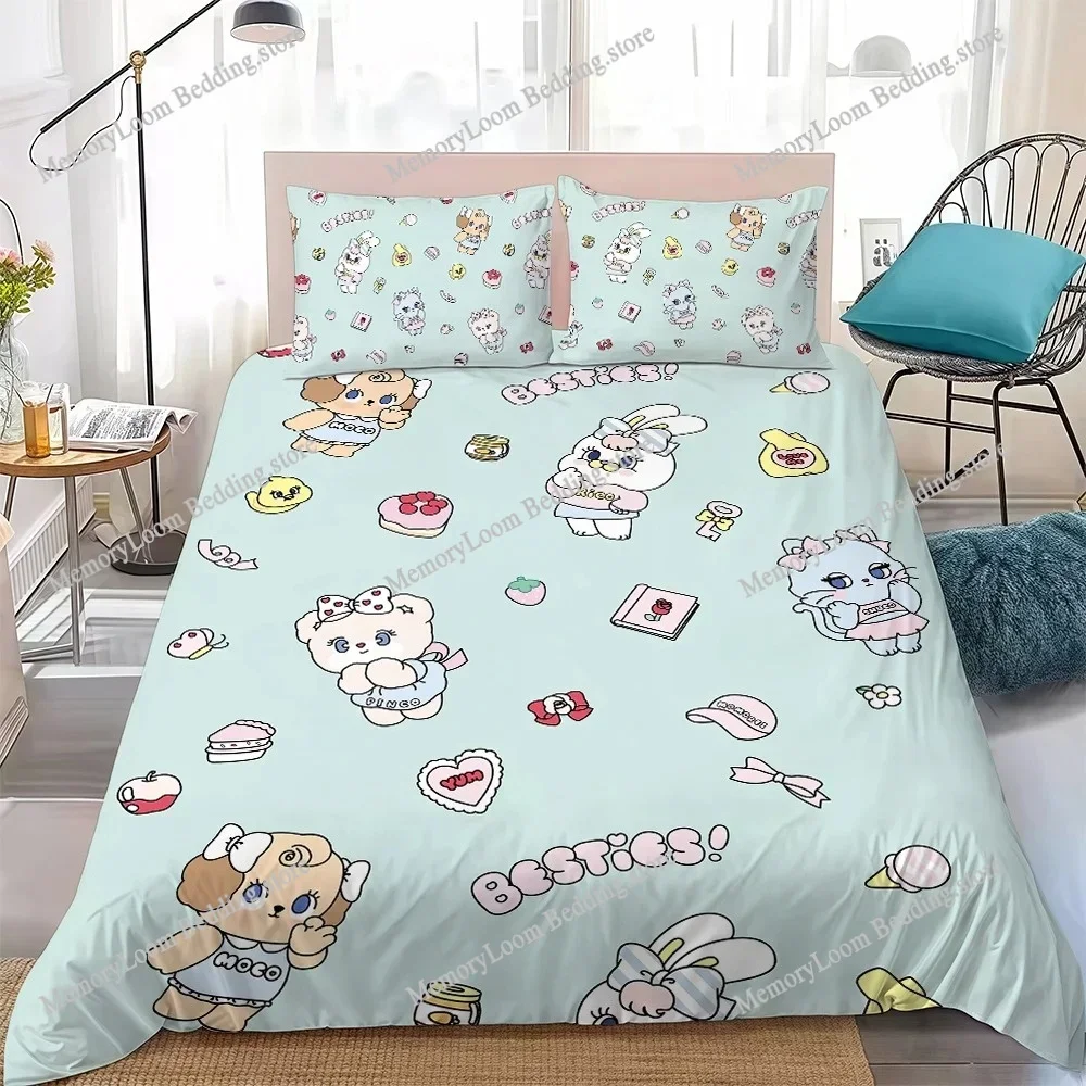 Cute M-Momorei-Cartoon Duvet Cover Set Home Style Bedding Soft Laundry Cotton Bed Student Dormitory Gift Home Textileextile741