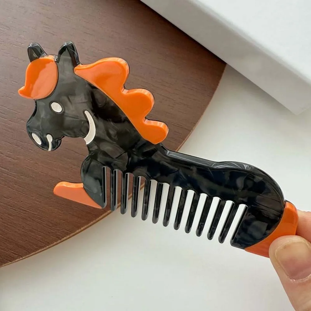 

Portable Horse Acetic Acid Comb Acetate Contrast Color Makeup Comb Hair Accessories Cartoon Hairdressing Combs Dormitory