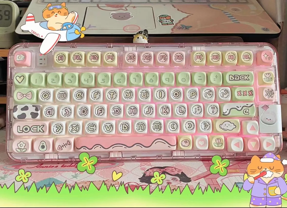 

142 Keys MOA keycays For Mechanical Keyboard Square key Cap For Xmas Christmas Girls Gift For MX Switch Mechanical GMK 87/104