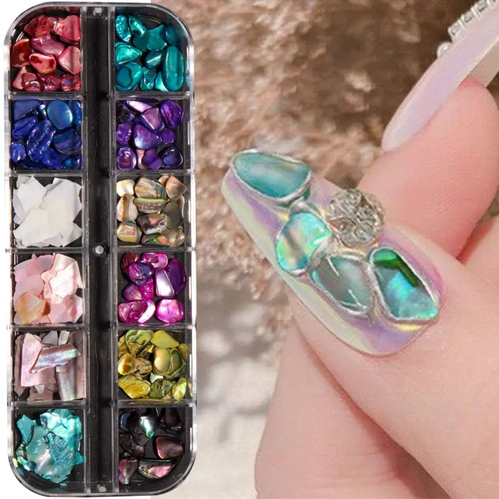 Hot 3D Charms Abalone Shell Flakes Seashell Fragment Irregular Nail Art Decoration Aurora Slices Nail Accessories DIY Manicure