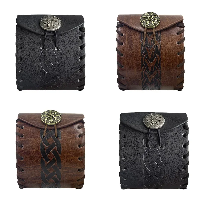 Medieval Belt Bag PU Leather Coin Purse Mini Waist Belt Pouch Renaissance Viking Knight Pirate Larp Cosplay Props Wallet