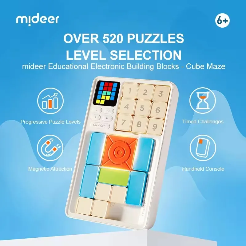 Mideer Intelligence Cube Maze Sliding Puzzle 520+ Questions Children Advanced Intelligent Klotski Digital Huarong Road Kids 6Y+