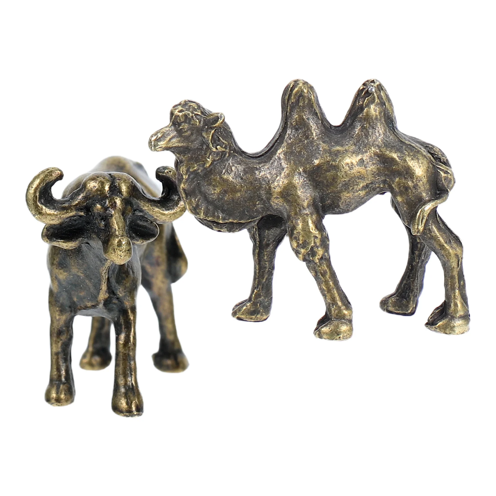 

2Pcs Miniature Landscape Decorations Lifelike Metal Animal Statues for Tabletop Shelf Display Copper Alloy Sculptures