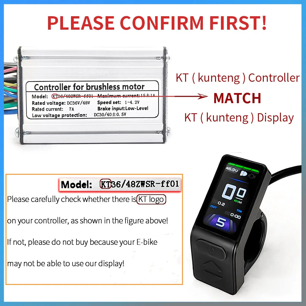 KT TF04 Mini pantalla LCD Ebike Mini pantalla TFT pantalla a Color 24V/36V/48V, accesorios eléctricos para bicicleta adecuados para control KT